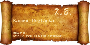 Kammer Boglárka névjegykártya
